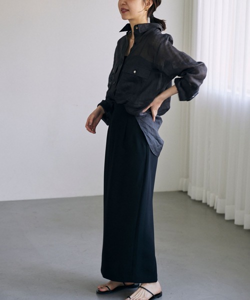 BABYLONE(バビロン)の「シアーラミーシャツ(シャツ/ブラウス・レディース・ホワイト/ブラウン/チャコールグレー・フリー)」の14枚目の写真