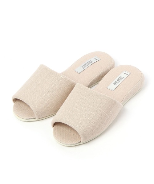 セール】リネン混オープントゥスリッパ / 186701（ルームシューズ