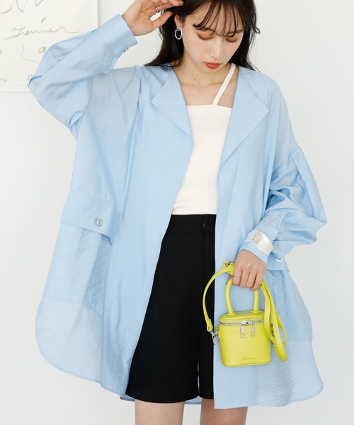 GeeRA（ジーラ）の「ビッグシルエットシャツジャケット（テーラードジャケット・レディース・オフホワイト/ブルー・MEDIUM/LARGE）」の8枚目の写真