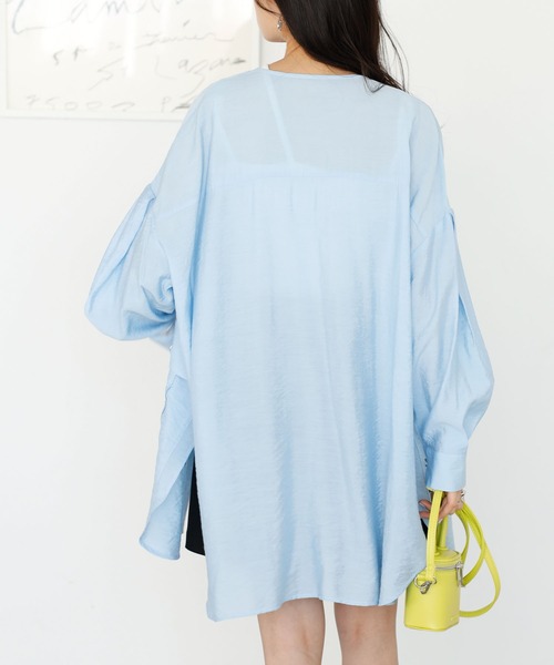 GeeRA（ジーラ）の「ビッグシルエットシャツジャケット（テーラードジャケット・レディース・オフホワイト/ブルー・MEDIUM/LARGE）」の12枚目の写真