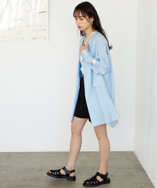 GeeRA（ジーラ）の「ビッグシルエットシャツジャケット（テーラードジャケット・レディース・オフホワイト/ブルー・MEDIUM/LARGE）」の14枚目の写真