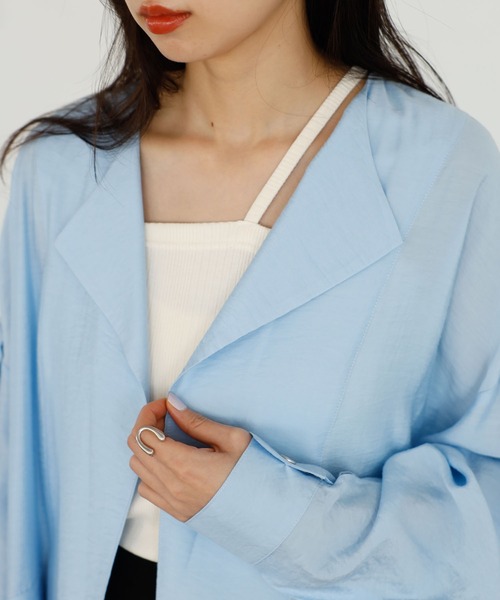 GeeRA（ジーラ）の「ビッグシルエットシャツジャケット（テーラードジャケット・レディース・オフホワイト/ブルー・MEDIUM/LARGE）」の15枚目の写真