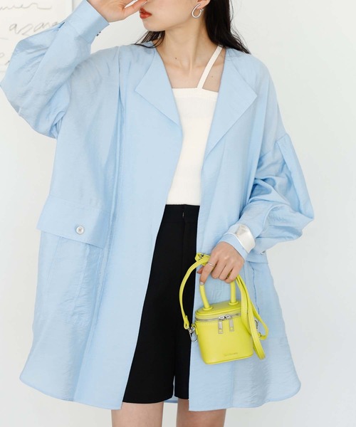 GeeRA（ジーラ）の「ビッグシルエットシャツジャケット（テーラードジャケット・レディース・オフホワイト/ブルー・MEDIUM/LARGE）」の9枚目の写真