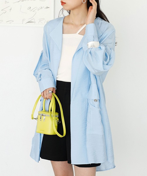 GeeRA（ジーラ）の「ビッグシルエットシャツジャケット（テーラードジャケット・レディース・オフホワイト/ブルー・MEDIUM/LARGE）」の10枚目の写真