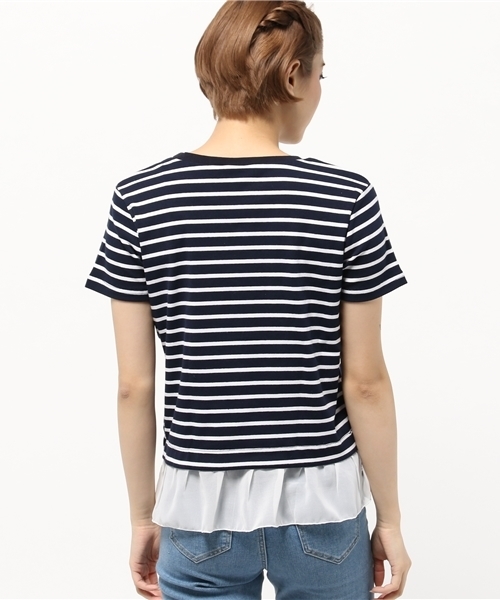 OUTLET(アウトレット)の「【Ciaopanic】裾シフォンボーダー天竺プルオーバー(Tシャツ/カットソー・レディース・ブルー/ダークブルー/グレー/ネイビー・FREE)」の7枚目の写真