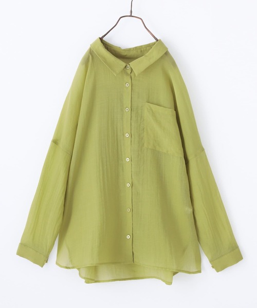 n'OrLABEL（ノアールレーベル）の「【廃盤】『後ろタックシンプルシアーシャツ』（シャツ/ブラウス・レディース・グリーン/ラベンダー/ブラック/アイボリー・FREE）」の3枚目の写真