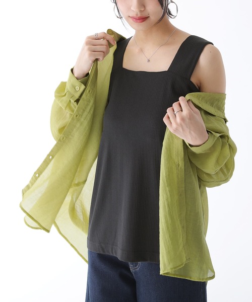 n'OrLABEL（ノアールレーベル）の「【廃盤】『後ろタックシンプルシアーシャツ』（シャツ/ブラウス・レディース・グリーン/ラベンダー/ブラック/アイボリー・FREE）」の5枚目の写真