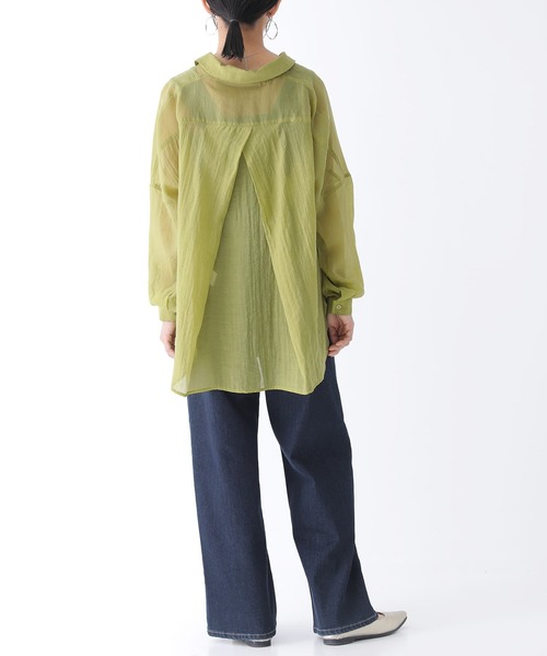 n'OrLABEL（ノアールレーベル）の「【廃盤】『後ろタックシンプルシアーシャツ』（シャツ/ブラウス・レディース・グリーン/ラベンダー/ブラック/アイボリー・FREE）」の9枚目の写真