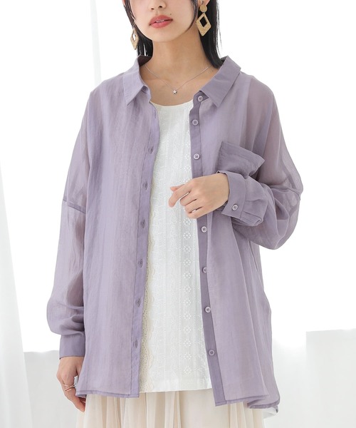 n'OrLABEL（ノアールレーベル）の「【廃盤】『後ろタックシンプルシアーシャツ』（シャツ/ブラウス・レディース・グリーン/ラベンダー/ブラック/アイボリー・FREE）」の14枚目の写真