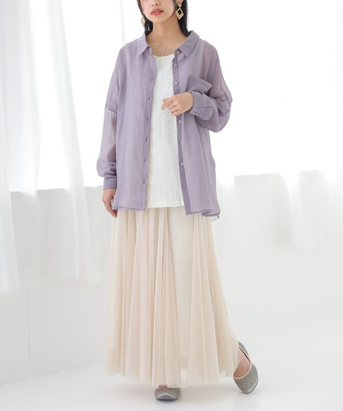 n'OrLABEL（ノアールレーベル）の「【廃盤】『後ろタックシンプルシアーシャツ』（シャツ/ブラウス・レディース・グリーン/ラベンダー/ブラック/アイボリー・FREE）」の15枚目の写真