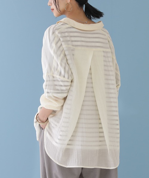 n'OrLABEL（ノアールレーベル）の「【廃盤】『後ろタックシンプルシアーシャツ』（シャツ/ブラウス・レディース・グリーン/ラベンダー/ブラック/アイボリー・FREE）」の12枚目の写真