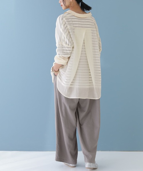 n'OrLABEL（ノアールレーベル）の「【廃盤】『後ろタックシンプルシアーシャツ』（シャツ/ブラウス・レディース・グリーン/ラベンダー/ブラック/アイボリー・FREE）」の13枚目の写真