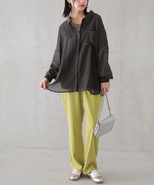 n'OrLABEL（ノアールレーベル）の「【廃盤】『後ろタックシンプルシアーシャツ』（シャツ/ブラウス・レディース・グリーン/ラベンダー/ブラック/アイボリー・FREE）」の11枚目の写真