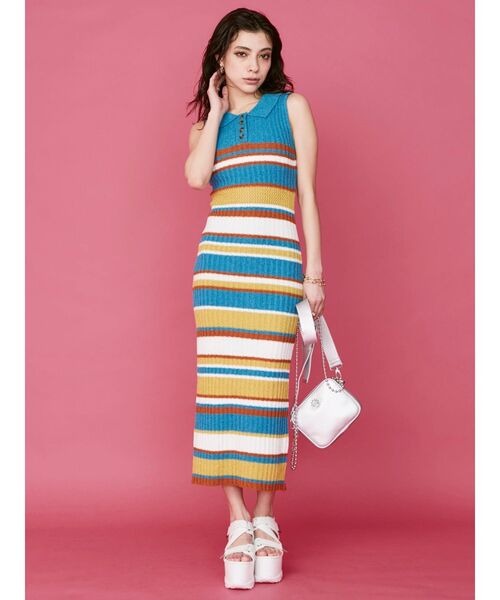 EVRIS（エヴリス）の「マルチボーダーロングニットワンピース（ワンピース・レディース・ブラック/ブルー・FREE）」の21枚目の写真