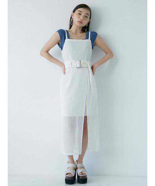 MURUA（ムルーア）の「メッシュラップジャンスカ（ワンピース・レディース・ホワイト/ブラック/ブルー・1/2）」の11枚目の写真