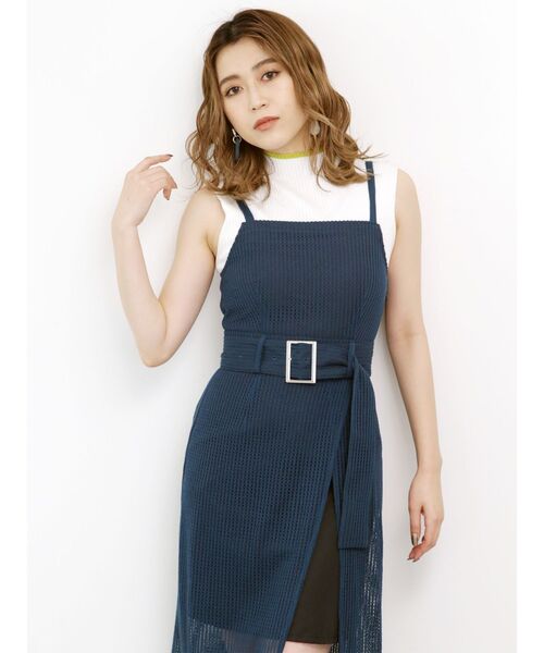 MURUA（ムルーア）の「メッシュラップジャンスカ（ワンピース・レディース・ホワイト/ブラック/ブルー・1/2）」の5枚目の写真