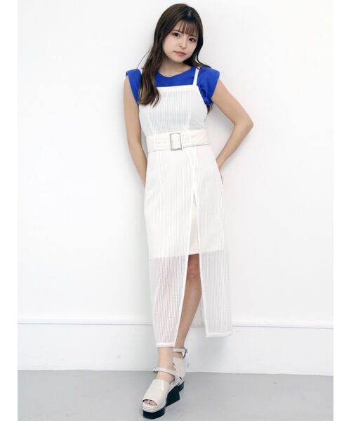 MURUA（ムルーア）の「メッシュラップジャンスカ（ワンピース・レディース・ホワイト/ブラック/ブルー・1/2）」の10枚目の写真