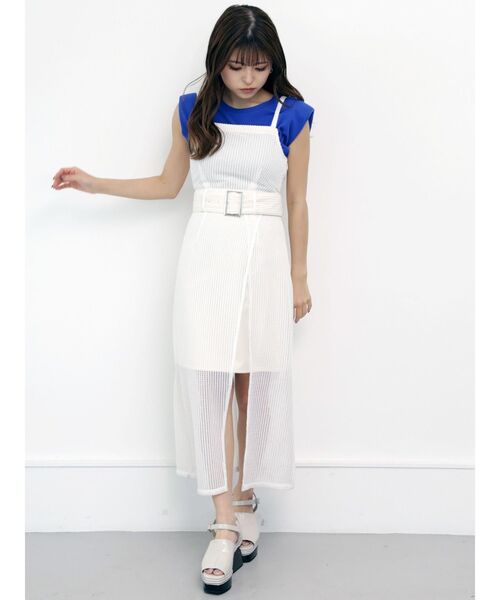 MURUA（ムルーア）の「メッシュラップジャンスカ（ワンピース・レディース・ホワイト/ブラック/ブルー・1/2）」の8枚目の写真