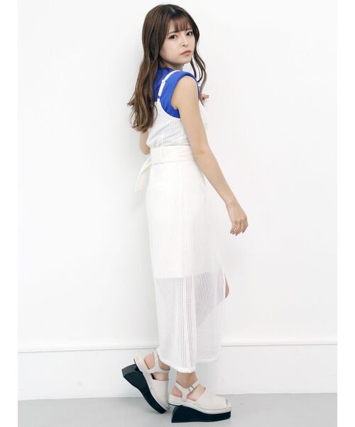 MURUA（ムルーア）の「メッシュラップジャンスカ（ワンピース・レディース・ホワイト/ブラック/ブルー・1/2）」の12枚目の写真