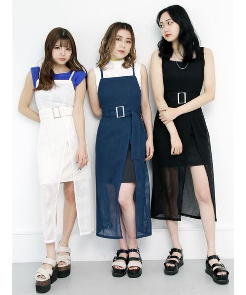 MURUA（ムルーア）の「メッシュラップジャンスカ（ワンピース・レディース・ホワイト/ブラック/ブルー・1/2）」の15枚目の写真