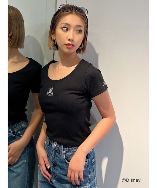 GYDA（ジェイダ）の「Mickey Mouse/FRONT EMBROIDERY テレコ T