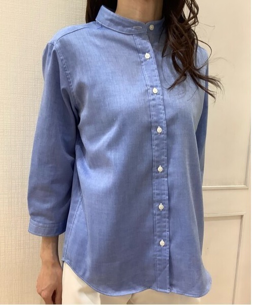 Pitta Re:)（ピッタリ）の「【Pitta Re:)】ふわっとガーゼシャツ 七分袖 綿100% レディースカジュアルシャツ（シャツ/ブラウス・レディース・ブルー・M/L/S/LL）」の6枚目の写真
