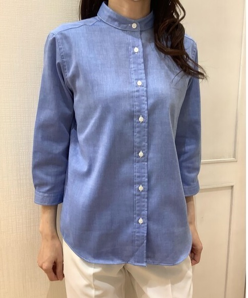 Pitta Re:)（ピッタリ）の「【Pitta Re:)】ふわっとガーゼシャツ 七分袖 綿100% レディースカジュアルシャツ（シャツ/ブラウス・レディース・ブルー・M/L/S/LL）」の5枚目の写真