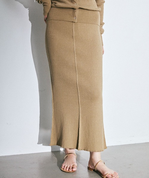 BABYLONE（バビロン）の「ウッシャブルリネンリブスカート（スカート・レディース・ネイビー/サンドベージュ・フリー）」の2枚目の写真