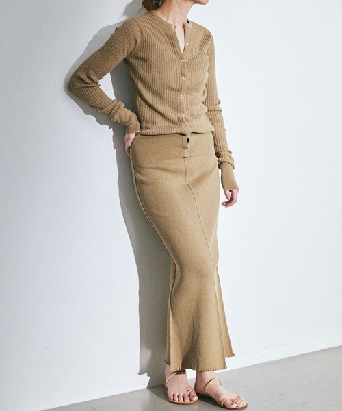 BABYLONE（バビロン）の「ウッシャブルリネンリブスカート（スカート・レディース・ネイビー/サンドベージュ・フリー）」の3枚目の写真