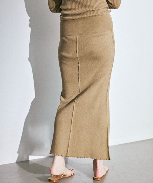 BABYLONE（バビロン）の「ウッシャブルリネンリブスカート（スカート・レディース・ネイビー/サンドベージュ・フリー）」の11枚目の写真