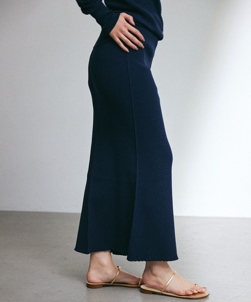 BABYLONE（バビロン）の「ウッシャブルリネンリブスカート（スカート・レディース・ネイビー/サンドベージュ・フリー）」の13枚目の写真