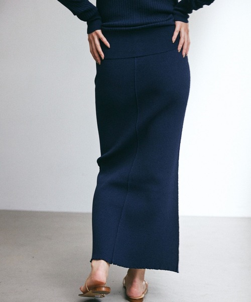 BABYLONE（バビロン）の「ウッシャブルリネンリブスカート（スカート・レディース・ネイビー/サンドベージュ・フリー）」の14枚目の写真