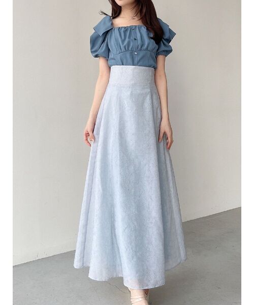 RESEXXY(リゼクシー)の「フラワーシアーハイウエストスカート(スカート・レディース・ブルー/アイボリー/イエロー・FREE)」の3枚目の写真