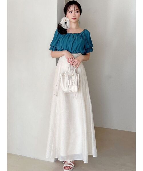 RESEXXY(リゼクシー)の「フラワーシアーハイウエストスカート(スカート・レディース・ブルー/アイボリー/イエロー・FREE)」の8枚目の写真