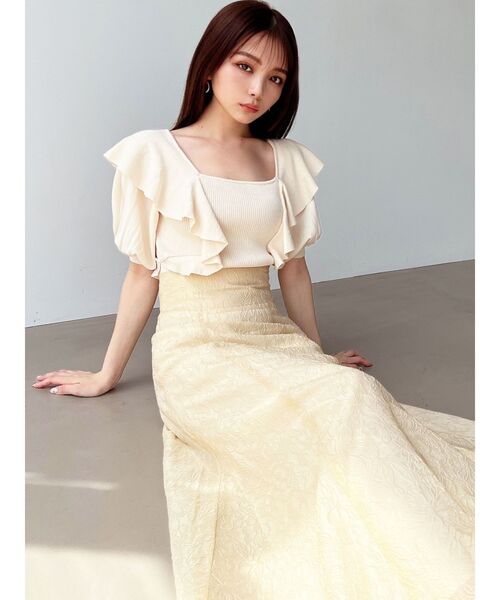 RESEXXY(リゼクシー)の「フラワーシアーハイウエストスカート(スカート・レディース・ブルー/アイボリー/イエロー・FREE)」の10枚目の写真