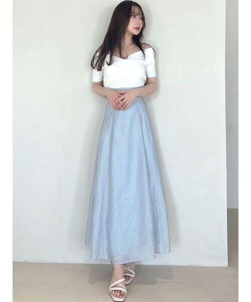 RESEXXY(リゼクシー)の「フラワーシアーハイウエストスカート(スカート・レディース・ブルー/アイボリー/イエロー・FREE)」の13枚目の写真