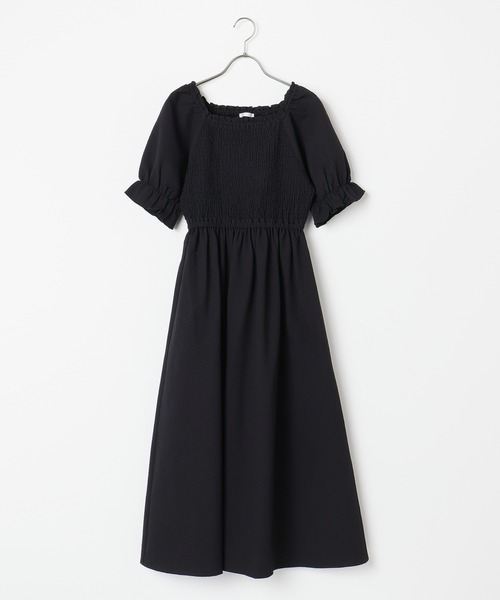 Honeys(ハニーズ)の「シャーリングワンピース(ワンピース・レディース・ライトベージュ/ブラック/ブルー・L/S/LL/M)」の7枚目の写真