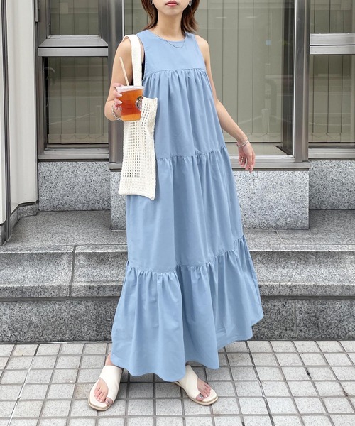 Chillfar（チルファー）の「アメスリティアードワンピース（ワンピース・レディース・ブルー/オフホワイト/ブラック/イエロー・FREE）」の13枚目の写真