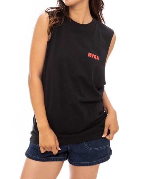 RVCA(ルーカ)の「RVCA レディース HAPPY HOUR CUT OFF TANKTOP タンクトップ【2023年春夏モデル】/ルーカマッスルタンク(タンクトップ・レディース・ホワイト/ブラック・SMALL/MEDIUM/LARGE)」の3枚目の写真