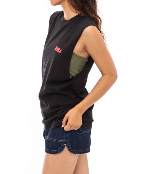 RVCA(ルーカ)の「RVCA レディース HAPPY HOUR CUT OFF TANKTOP タンクトップ【2023年春夏モデル】/ルーカマッスルタンク(タンクトップ・レディース・ホワイト/ブラック・SMALL/MEDIUM/LARGE)」の8枚目の写真