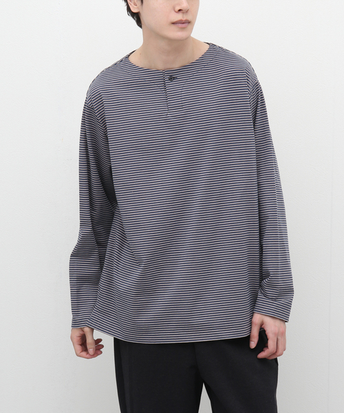 STILL BY HAND（スティルバイハンド）の「【STILL BY HAND / スティルバイハンド】ヘンリーネックカットソー CS03231（Tシャツ/カットソー・メンズ・ホワイト/ブルー・46/48）」の2枚目の写真