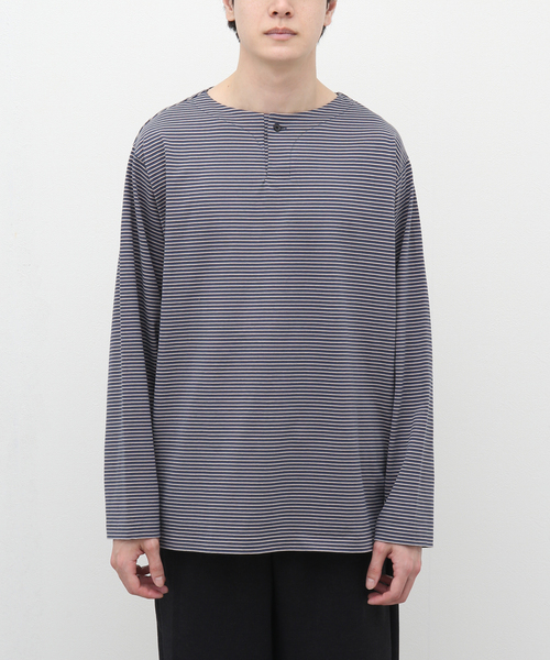 STILL BY HAND（スティルバイハンド）の「【STILL BY HAND / スティルバイハンド】ヘンリーネックカットソー CS03231（Tシャツ/カットソー・メンズ・ホワイト/ブルー・46/48）」の3枚目の写真