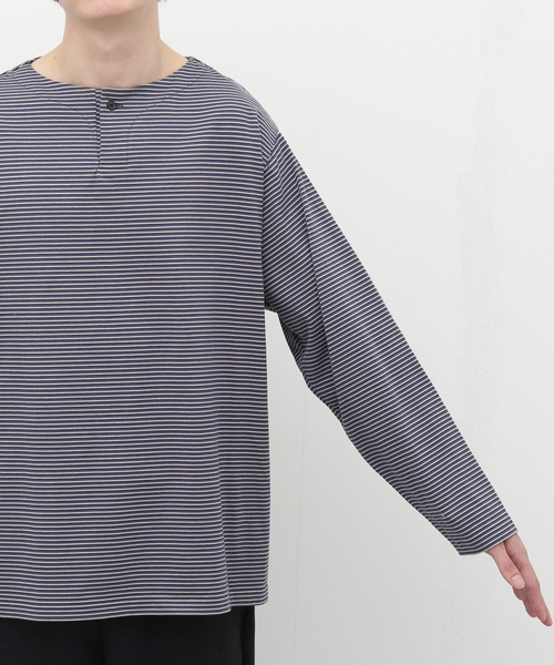 STILL BY HAND（スティルバイハンド）の「【STILL BY HAND / スティルバイハンド】ヘンリーネックカットソー CS03231（Tシャツ/カットソー・メンズ・ホワイト/ブルー・46/48）」の8枚目の写真