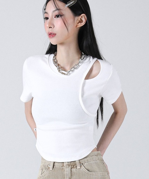 ALAND（エーランド）の「AVANDRESS／カットクロップTシャツ　2199740（Tシャツ/カットソー・レディース・ピンク/ブラック/ライトブルー/アイボリー・FREE）」の8枚目の写真