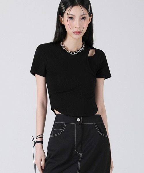 ALAND（エーランド）の「AVANDRESS／カットクロップTシャツ　2199740（Tシャツ/カットソー・レディース・ピンク/ブラック/ライトブルー/アイボリー・FREE）」の12枚目の写真