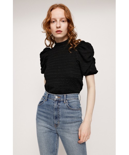 SLY（スライ）の「SHIRRING PUFF TOPS シャーリング パフスリーブ パフショルダー ボリュームアーム トップス ブラウス（シャツ/ブラウス・レディース・アイボリー/ブラック/ターコイズブルー・FREE）」の3枚目の写真