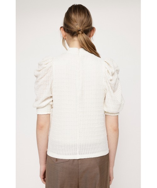 SLY（スライ）の「SHIRRING PUFF TOPS シャーリング パフスリーブ パフショルダー ボリュームアーム トップス ブラウス（シャツ/ブラウス・レディース・アイボリー/ブラック/ターコイズブルー・FREE）」の18枚目の写真