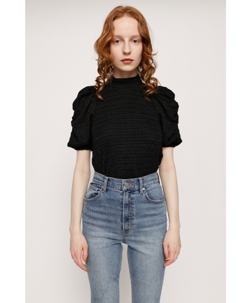 SLY（スライ）の「SHIRRING PUFF TOPS シャーリング パフスリーブ パフショルダー ボリュームアーム トップス ブラウス（シャツ/ブラウス・レディース・アイボリー/ブラック/ターコイズブルー・FREE）」の8枚目の写真