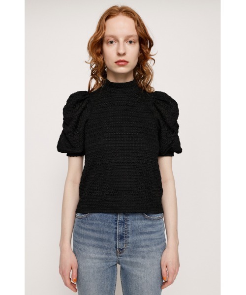 SLY（スライ）の「SHIRRING PUFF TOPS シャーリング パフスリーブ パフショルダー ボリュームアーム トップス ブラウス（シャツ/ブラウス・レディース・アイボリー/ブラック/ターコイズブルー・FREE）」の6枚目の写真