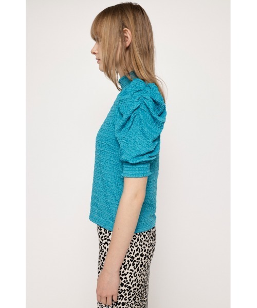 SLY（スライ）の「SHIRRING PUFF TOPS シャーリング パフスリーブ パフショルダー ボリュームアーム トップス ブラウス（シャツ/ブラウス・レディース・アイボリー/ブラック/ターコイズブルー・FREE）」の9枚目の写真